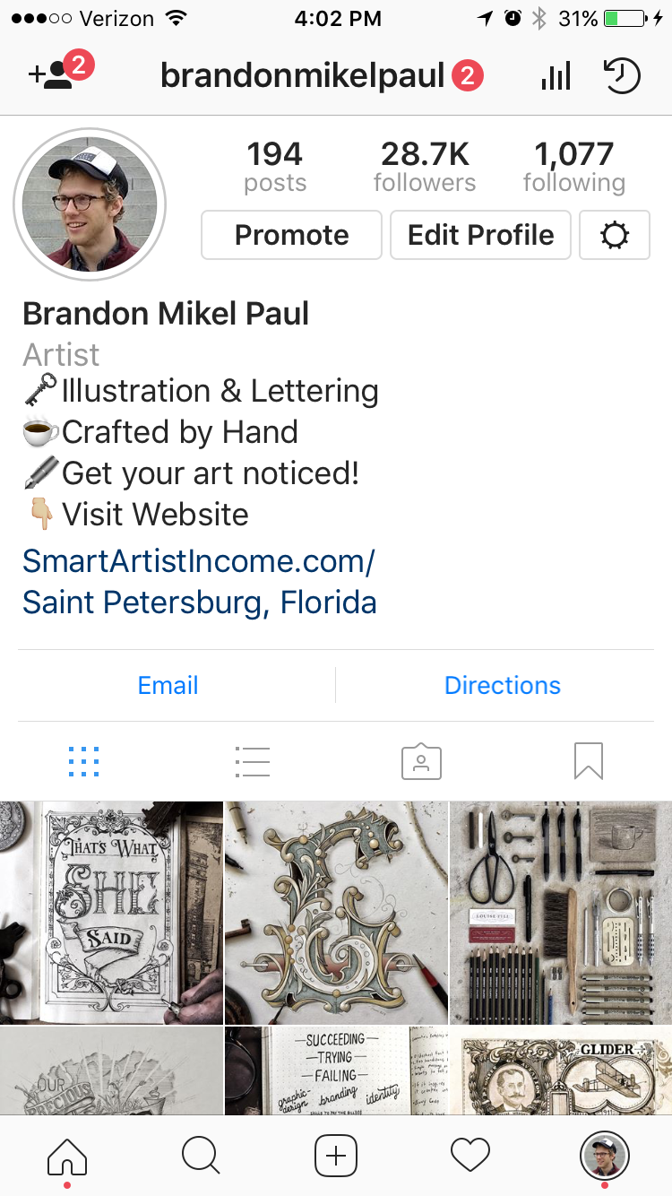 My personal instagram page with my best artwork on it.